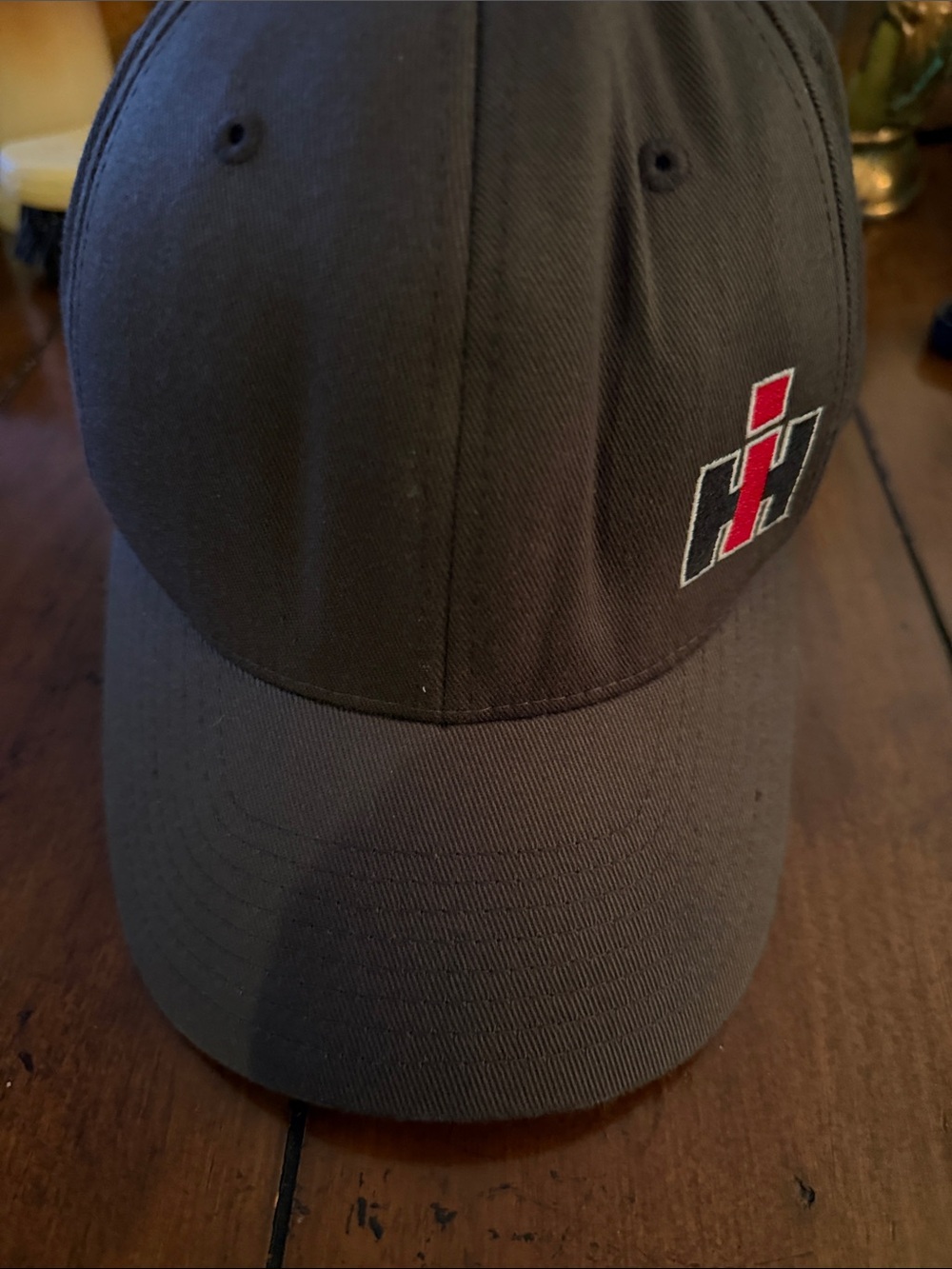 Men's Dark Gray Baseball Cap with Red Accent